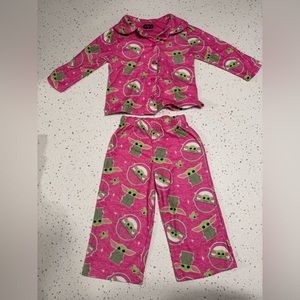 Pink Baby Yoda Matching Long Sleeve Pajama Set